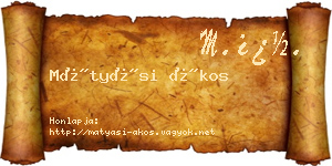 Mátyási Ákos névjegykártya